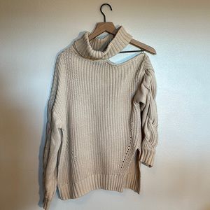 NWOT. ASTR Off The Shoulder Turtleneck Sweater. Cream color. Medium.
